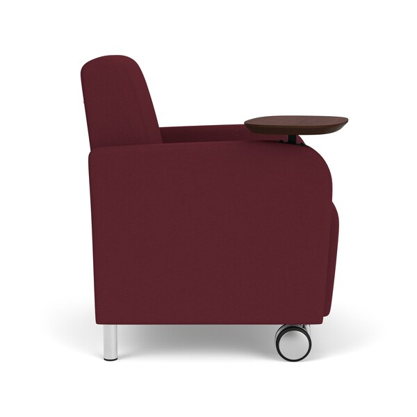 Siena Lounge Reception Guest Chair W/ Swivel Tablet And Brushed Steel Back Legs, OH Wine Uph